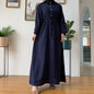 Lapel Solid Color Full Button Slim Dress Llong Skirt